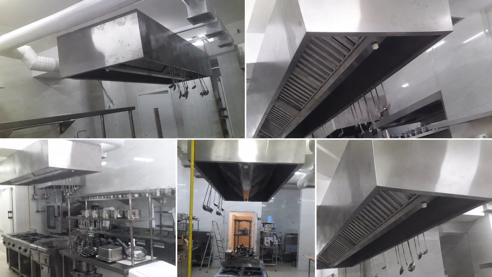 Coifa de exaustão instalada em cozinha industrial